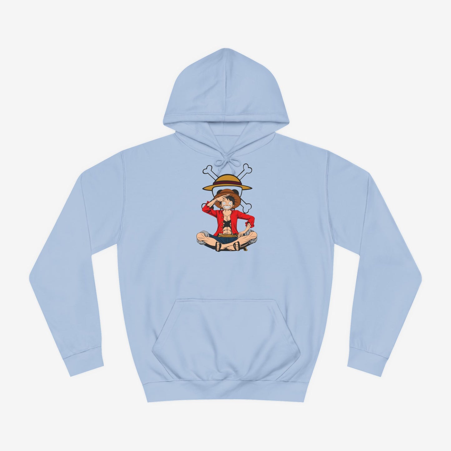 Luffy Custom Hoodie Sky Blue XS 