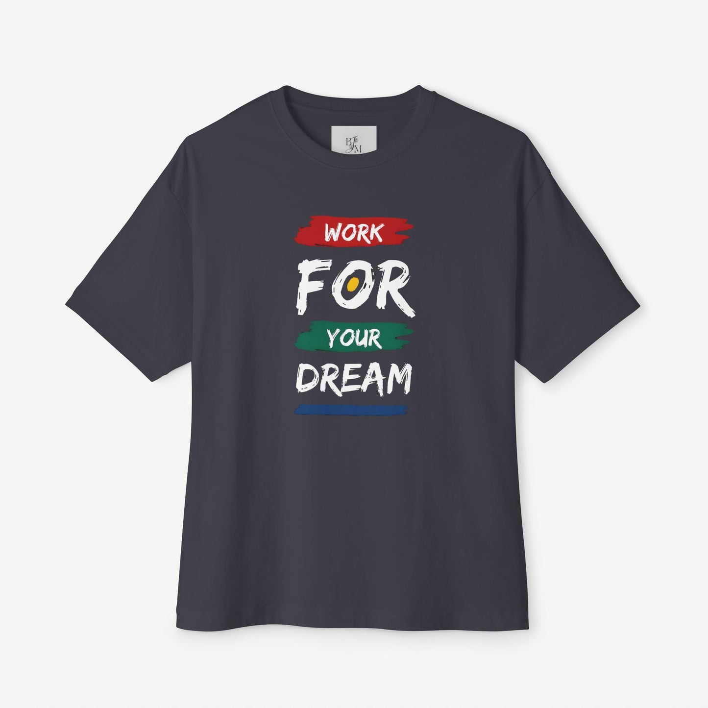 WORK FOR DREAMS Oversized Boxy Tee Dark Grey XS 