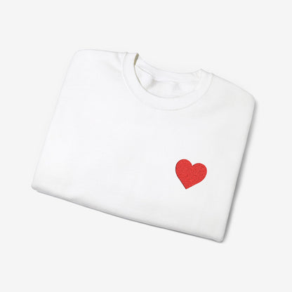 Embroidery Crewneck Sweatshirt Red Heart