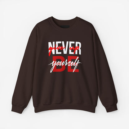 NEVER GIVE UP Sweatshirt Dark Chocolate S 