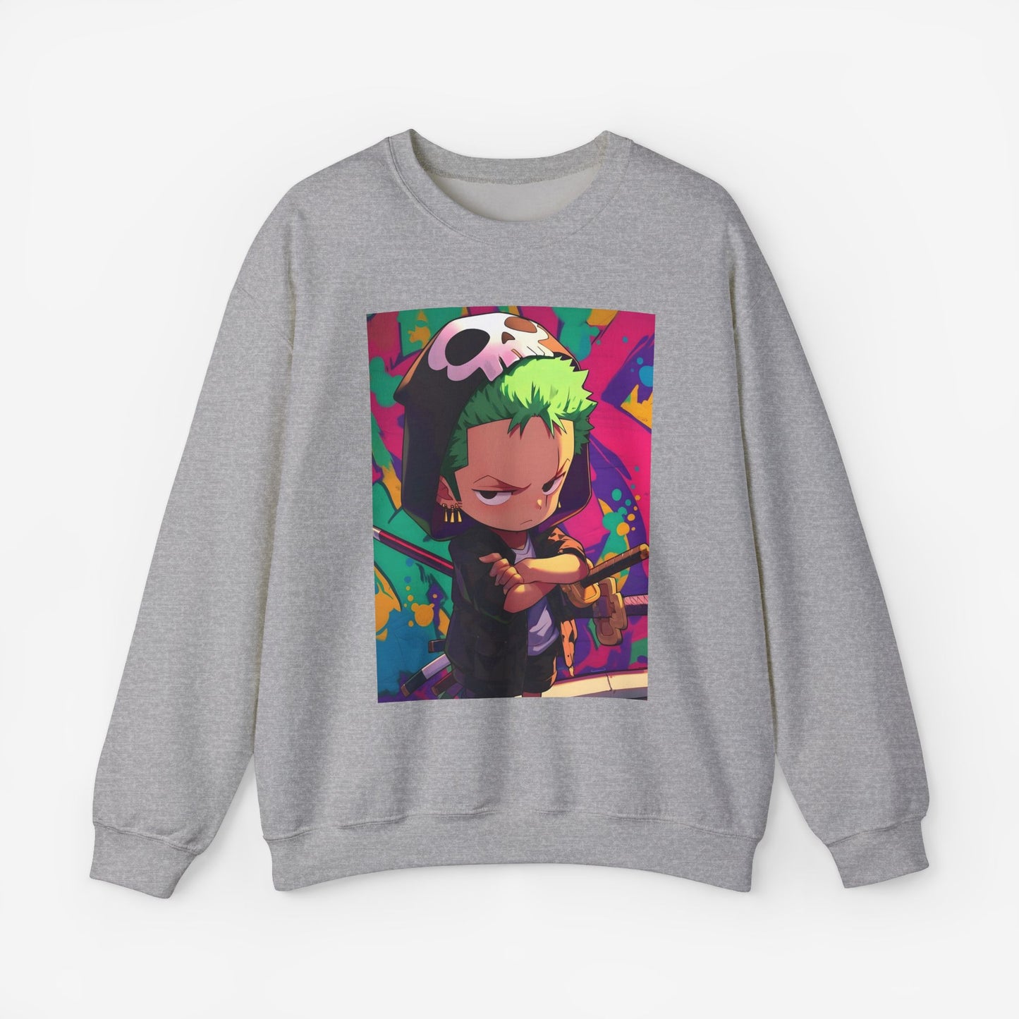 Zoro Cartoon Sweatshirt Sport Grey S 