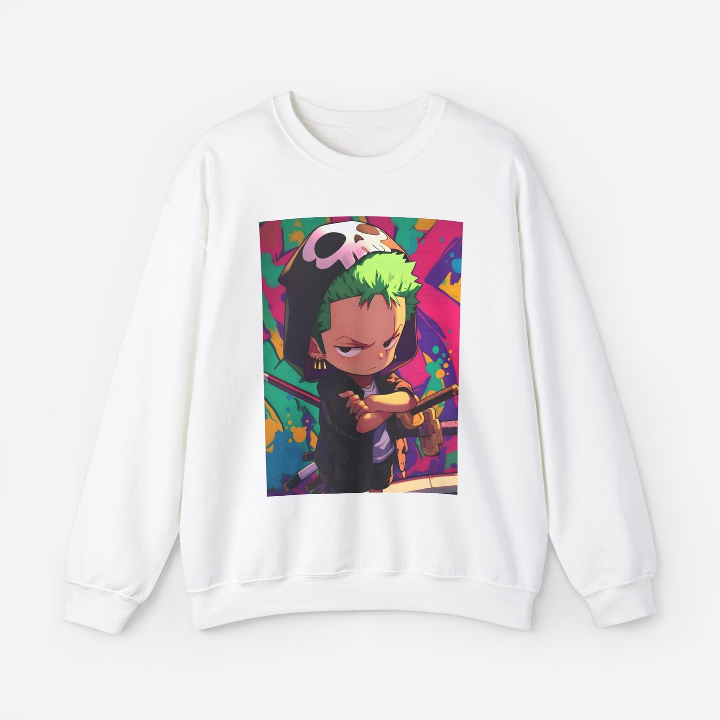 Zoro Cartoon Sweatshirt White S 