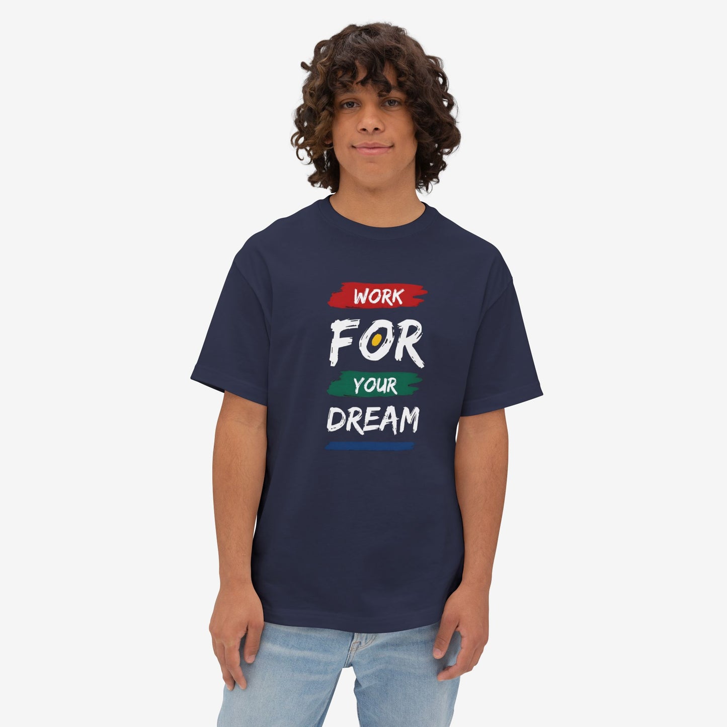 WORK FOR DREAMS Oversized Boxy Tee Navy XS 