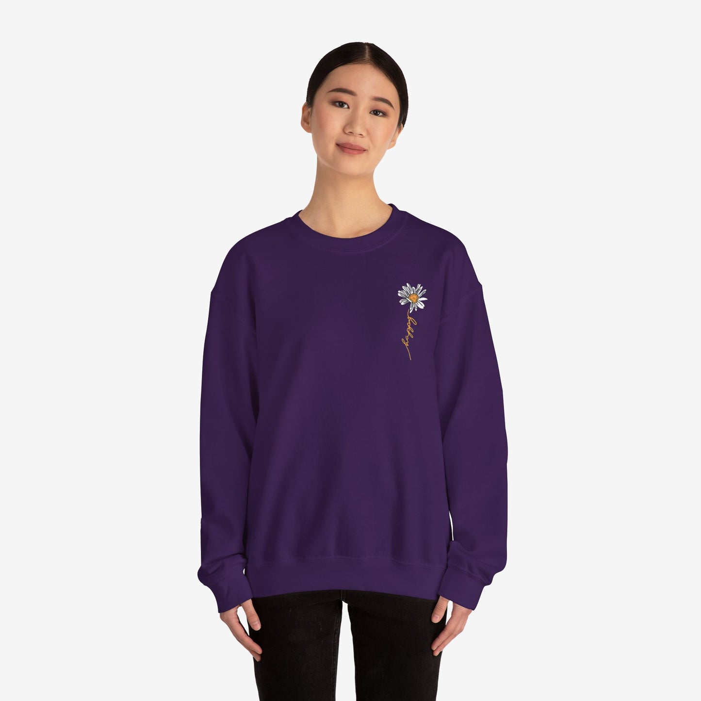 Letter & Floral Print Thermal Crewneck Sweatshirt