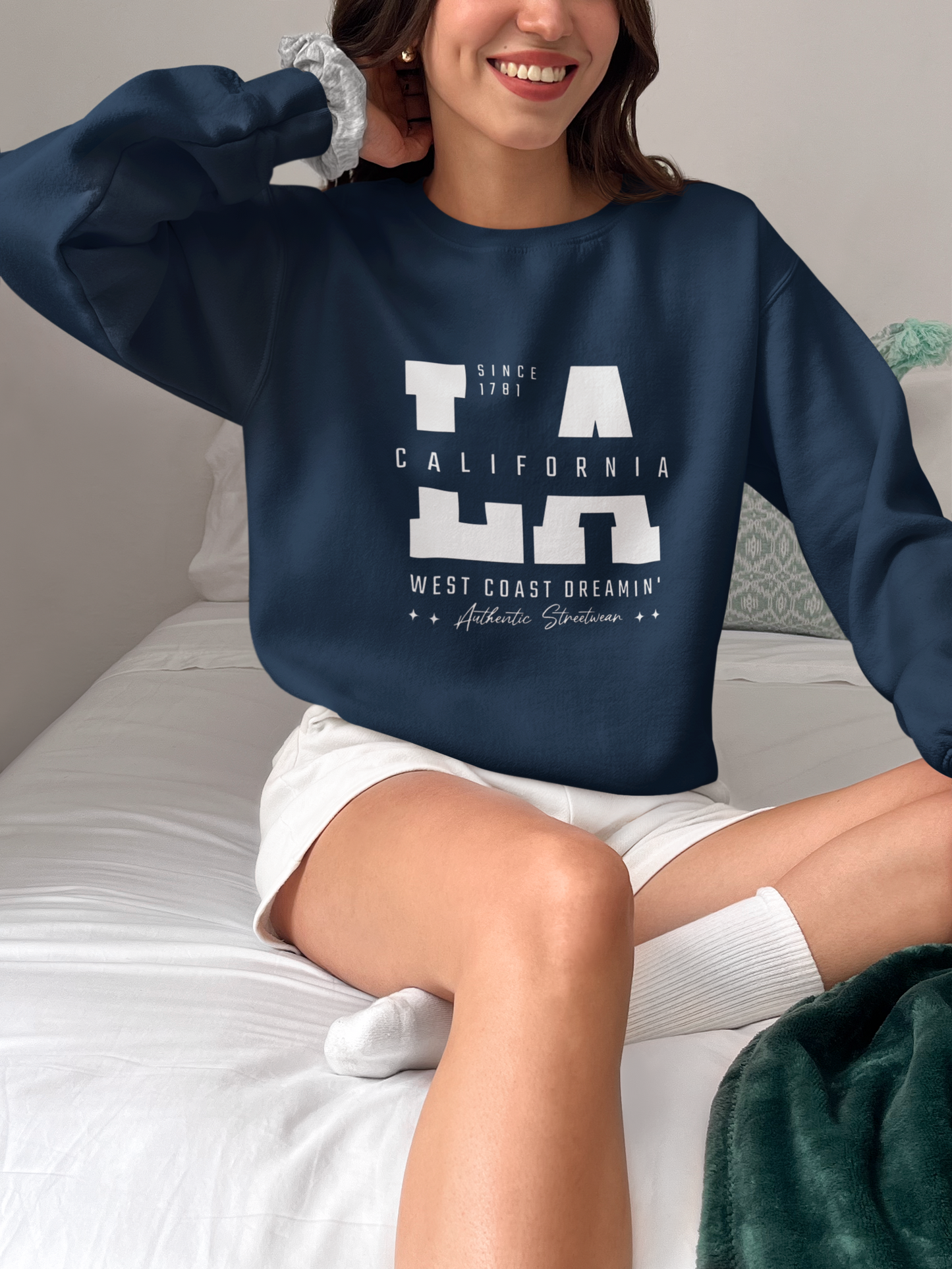 LA CALIFORNIA crewneck sweatshirt Navy S 