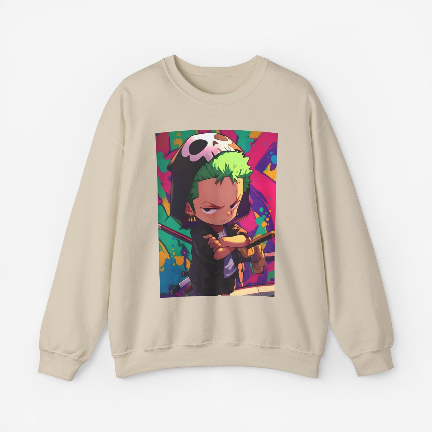 Zoro Cartoon Sweatshirt Sand S 