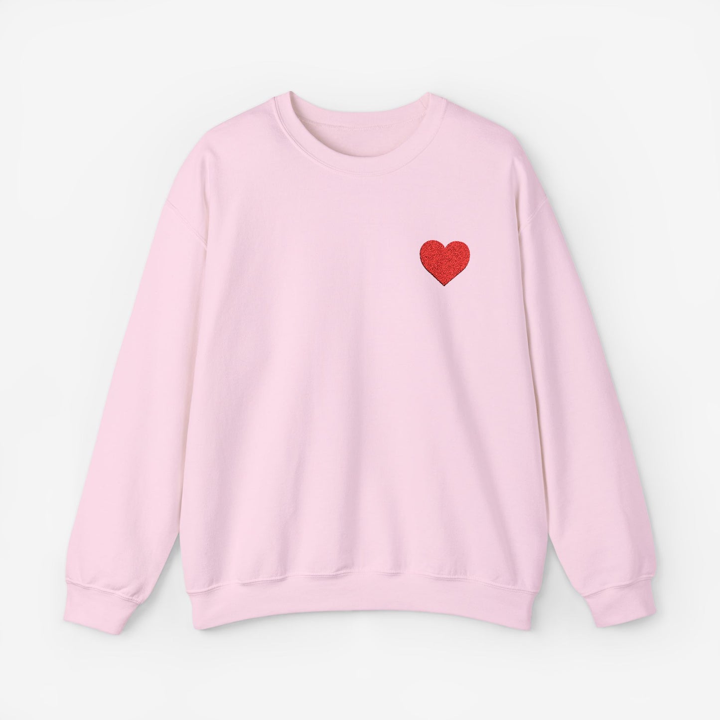 Embroidery Crewneck Sweatshirt Red Heart