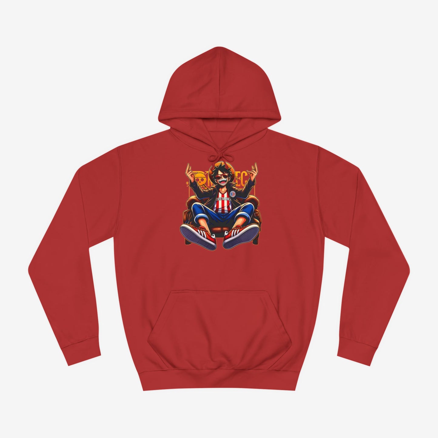 One Piece Luffy Custom Hoodie Fire Red XS 