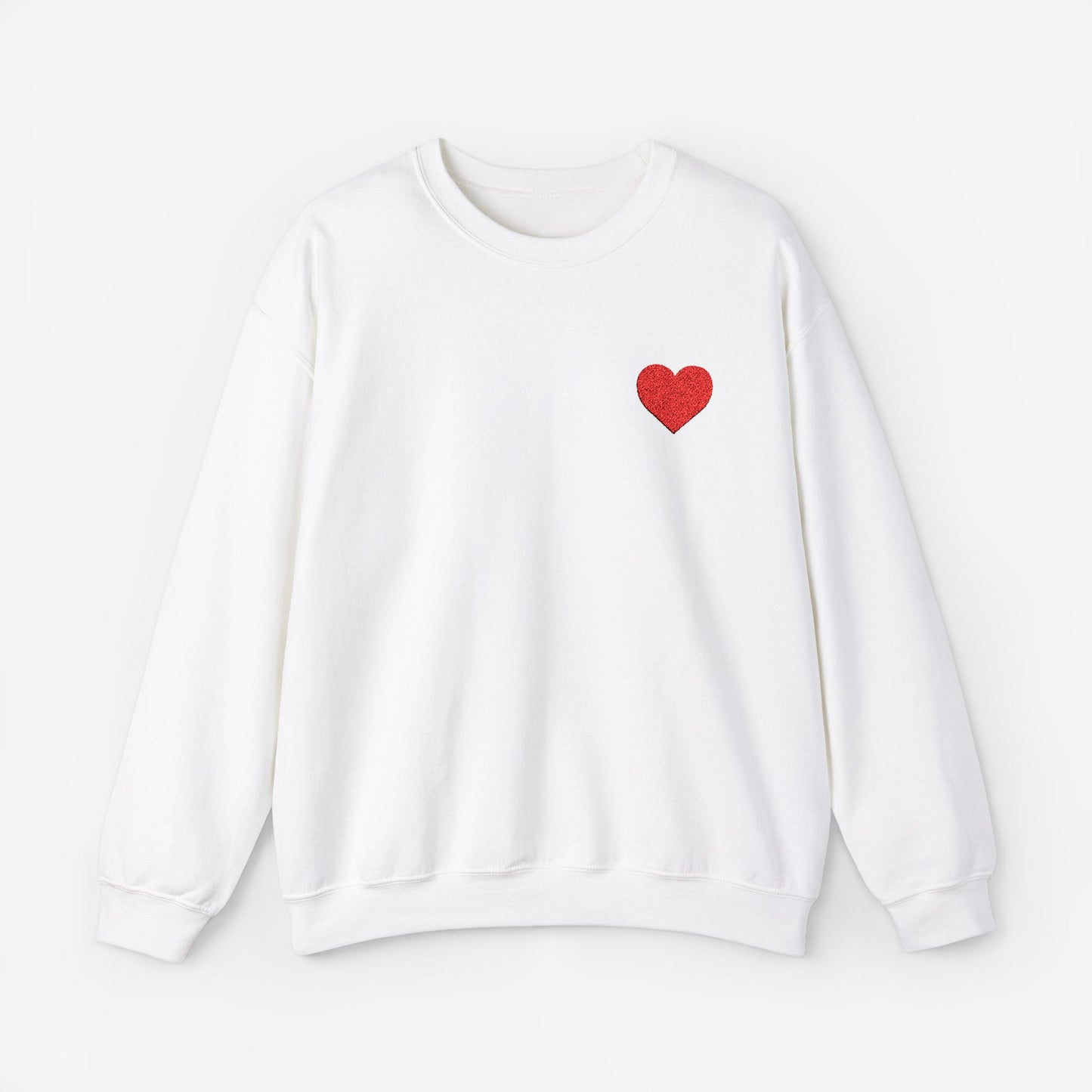 Embroidery Crewneck Sweatshirt Red Heart