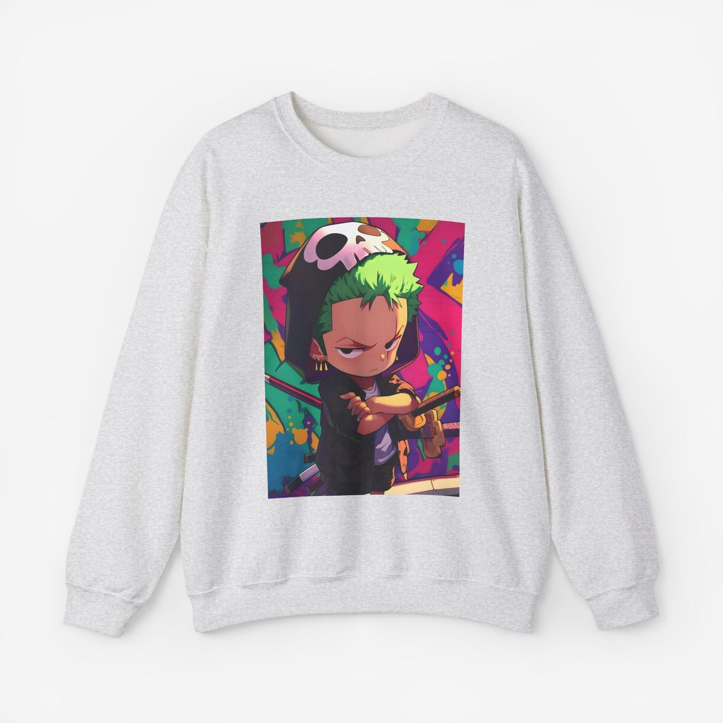 Zoro Cartoon Sweatshirt Ash S 