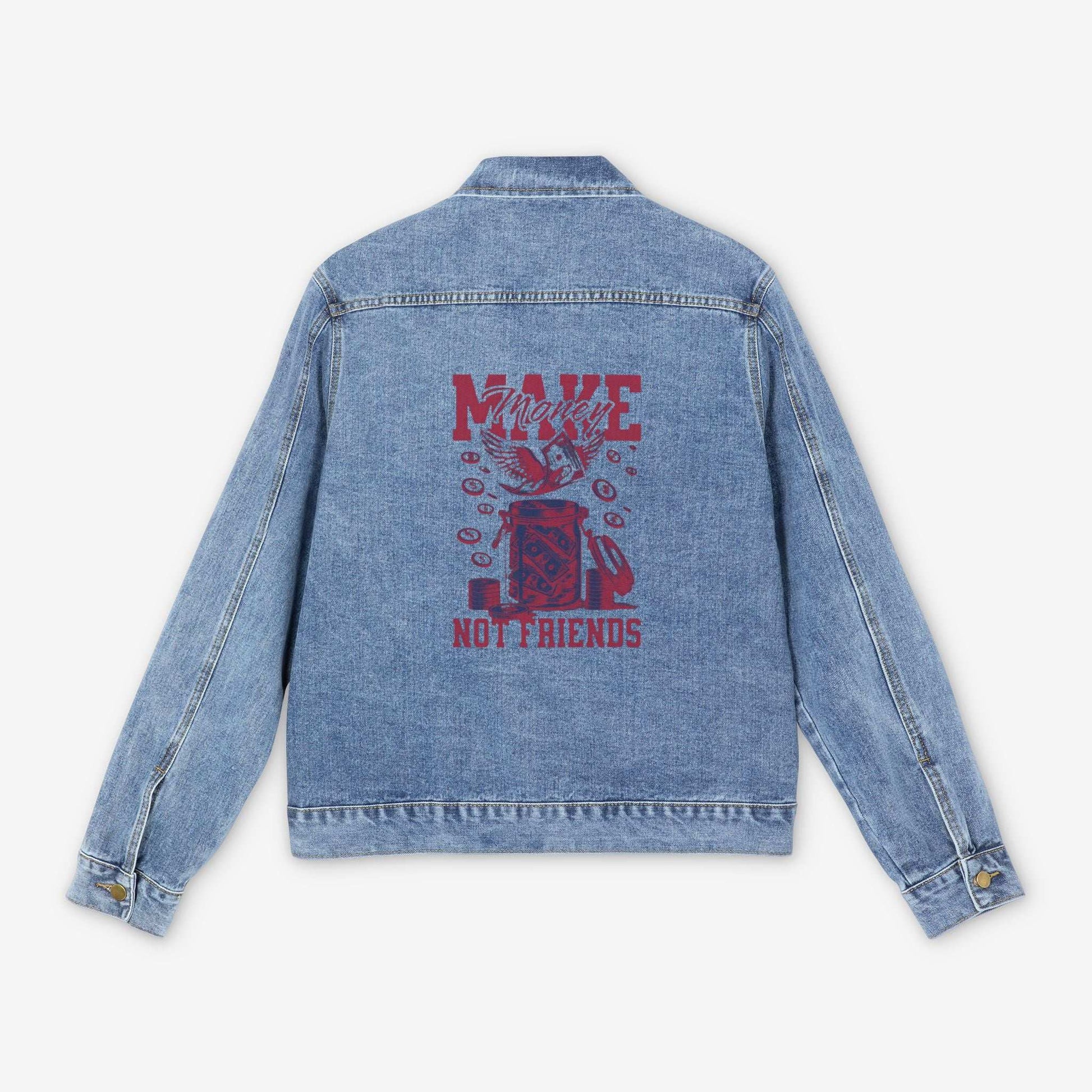 Men's Denim Jacket Make Money Not Friends