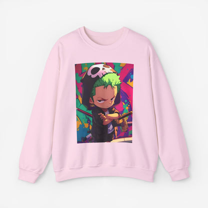 Zoro Cartoon Sweatshirt Light Pink S 