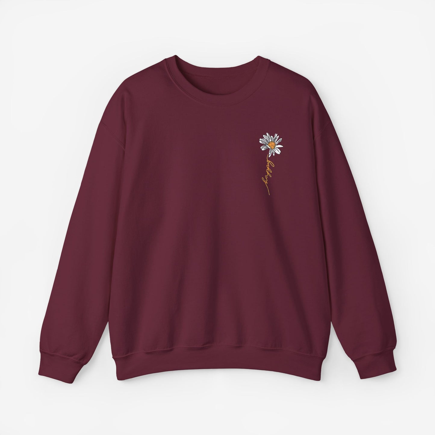 Letter & Floral Print Thermal Crewneck Sweatshirt