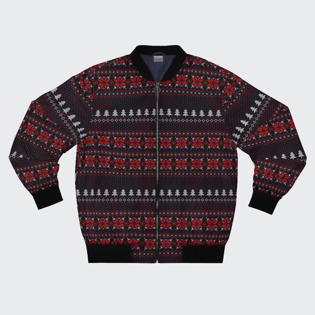 Men's Bomber Jacket Merry Christmas Pattern 