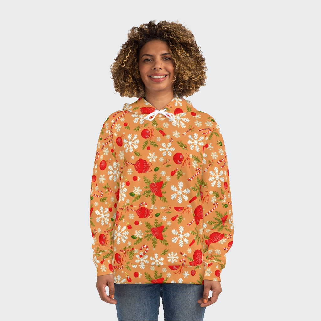 Orange Christmas Pattern Fashion Hoodie 