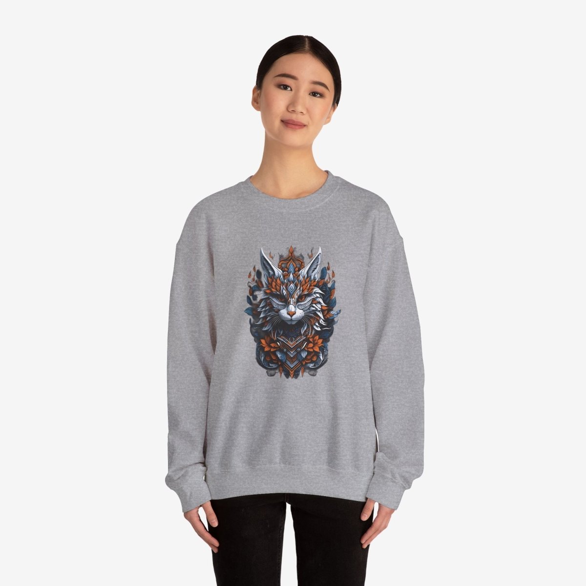 Cat Mandalas artwork Sweatshirt Crew neckDTGEmbroidery