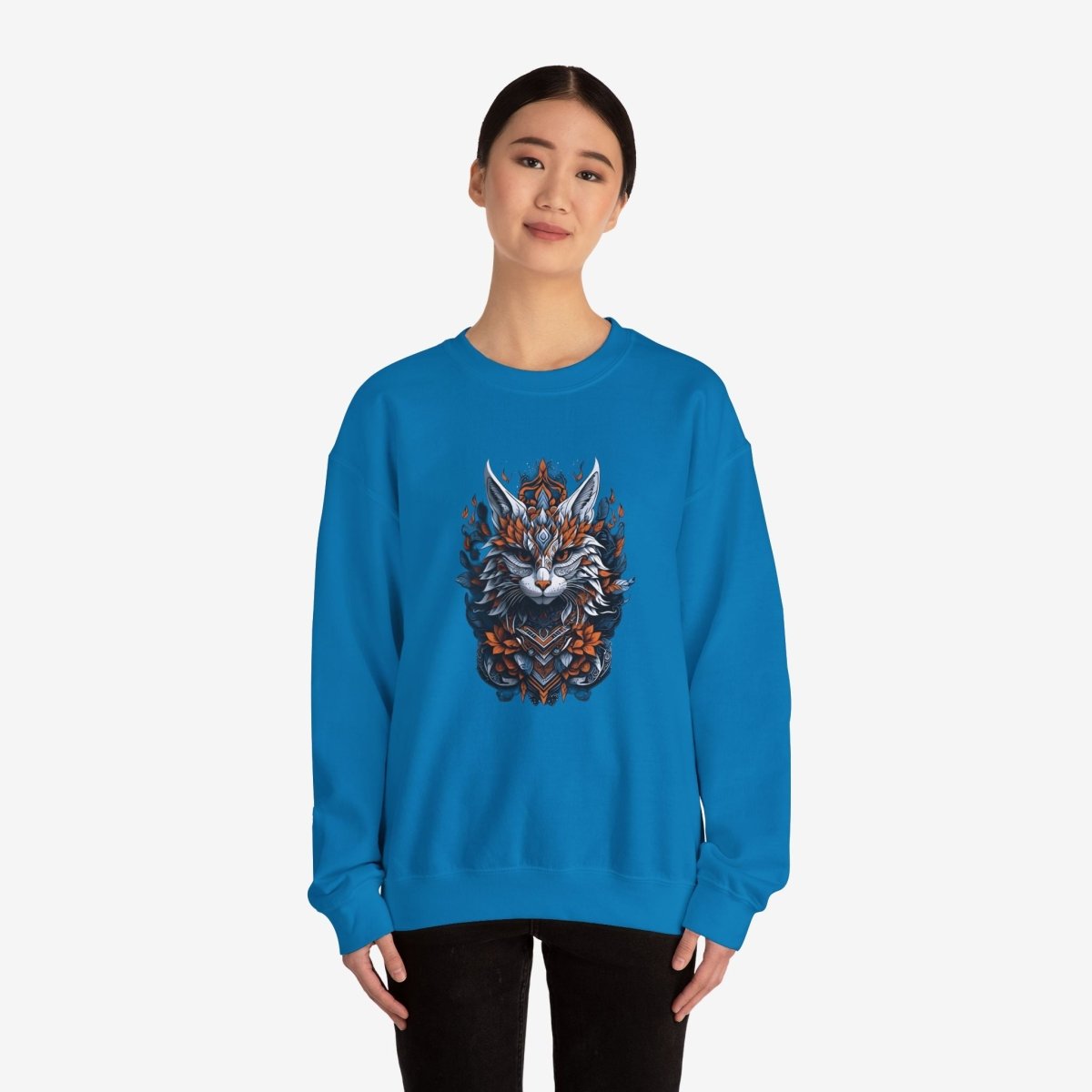 Cat Mandalas artwork Sweatshirt Crew neckDTGEmbroidery