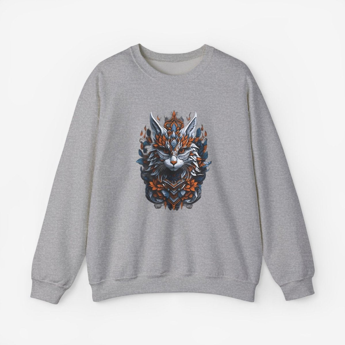 Cat Mandalas artwork Sweatshirt Crew neckDTGEmbroidery