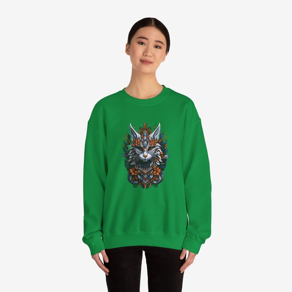 Cat Mandalas artwork Sweatshirt Crew neckDTGEmbroidery