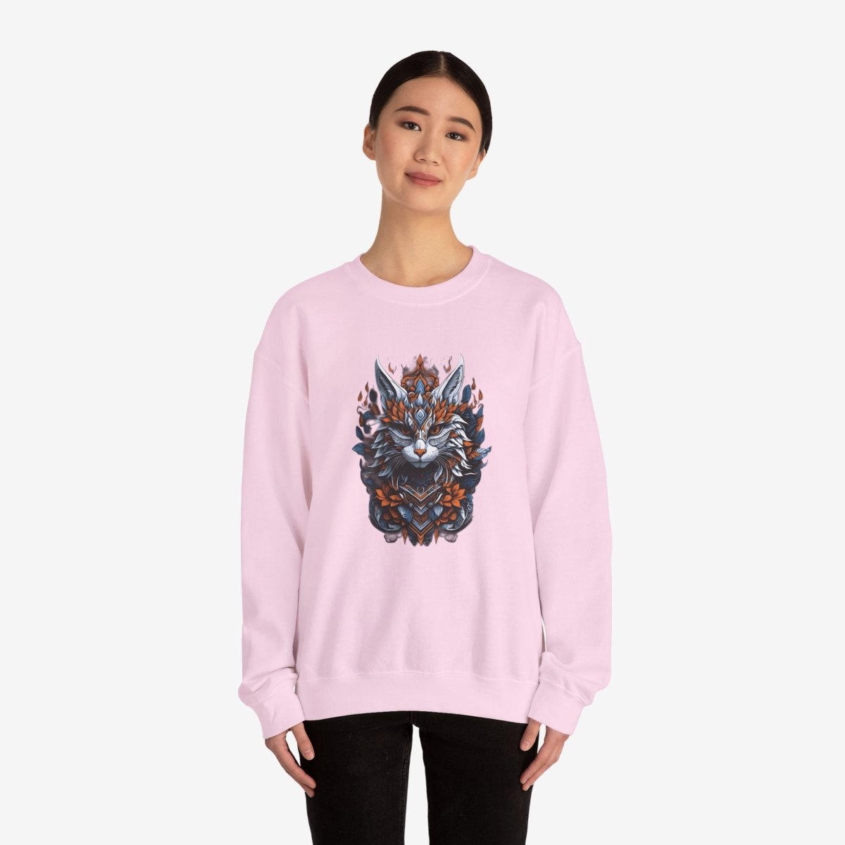 Cat Mandalas artwork Sweatshirt Crew neckDTGEmbroidery