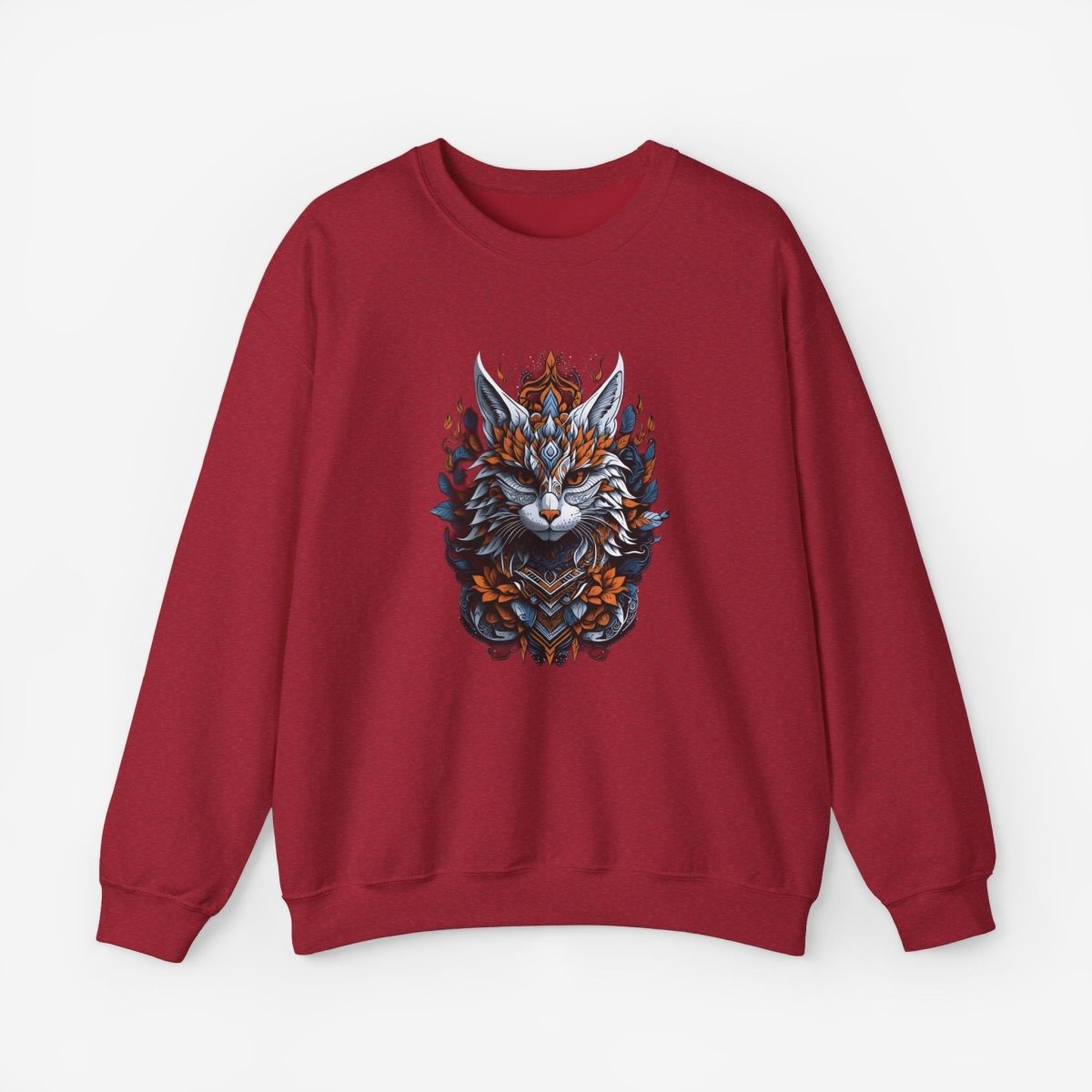 Cat Mandalas artwork Sweatshirt Crew neckDTGEmbroidery