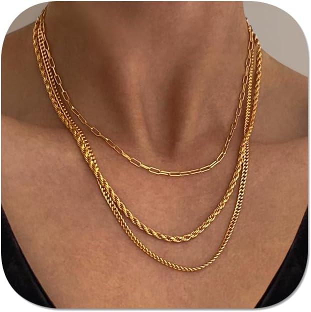 Gold Layered Choker Necklace for Women Girls ChainChokerCross