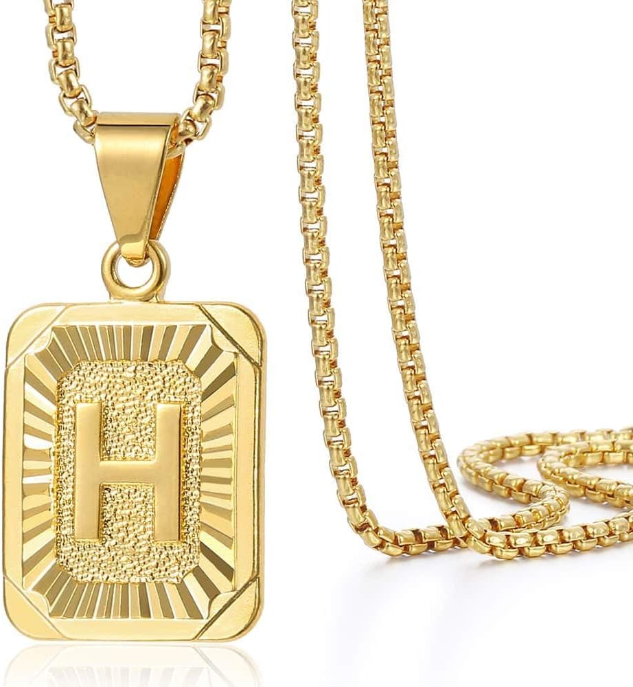 Initial A - Z Letter Pendant Necklace Mens & Womens 22inchCapitalChain