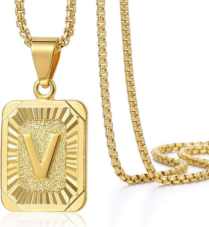 Initial A - Z Letter Pendant Necklace Mens & Womens 22inchCapitalChain