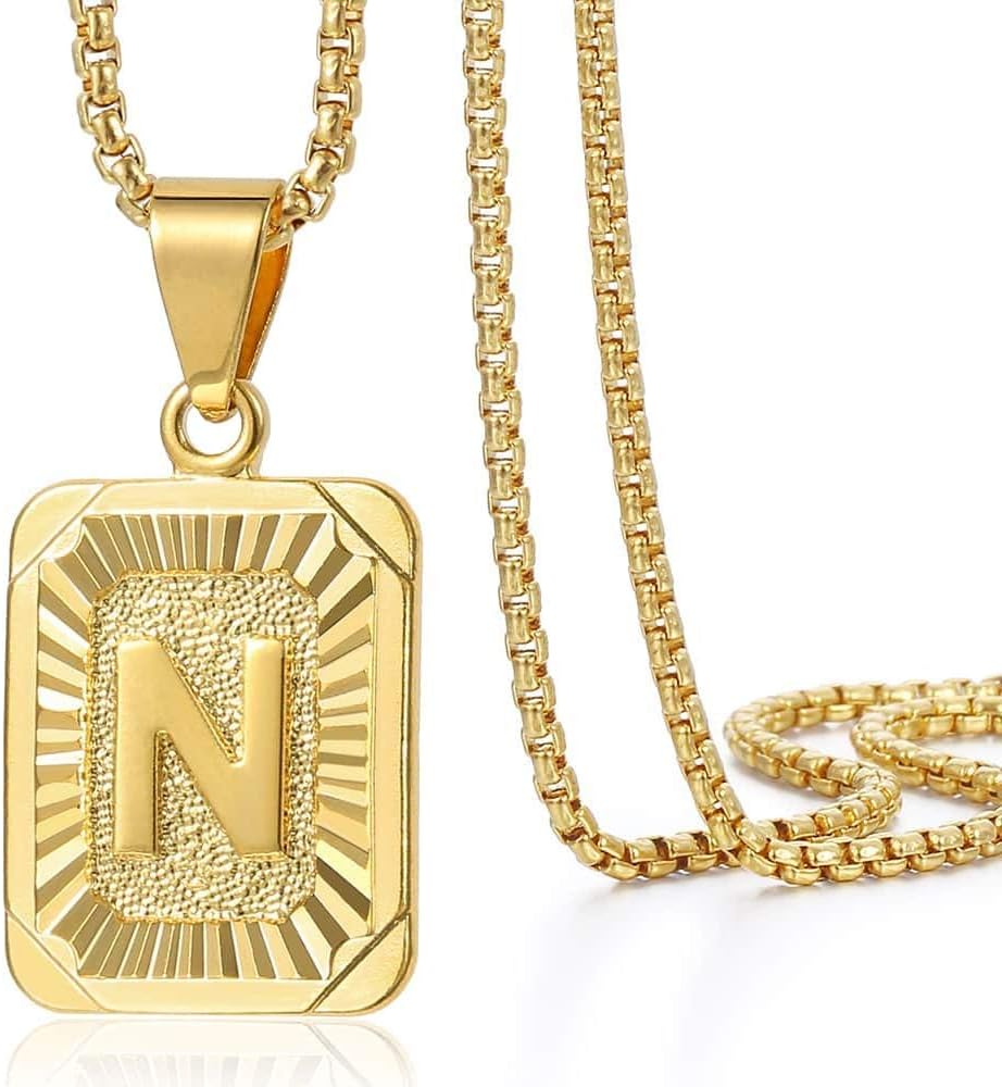 Initial A - Z Letter Pendant Necklace Mens & Womens 22inchCapitalChain