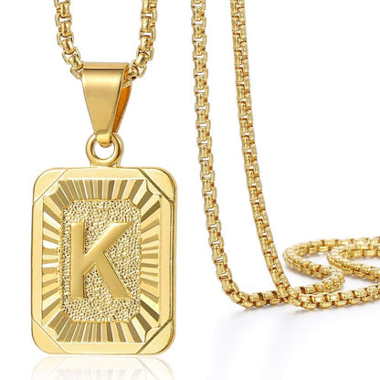 Initial A - Z Letter Pendant Necklace Mens & Womens 22inchCapitalChain