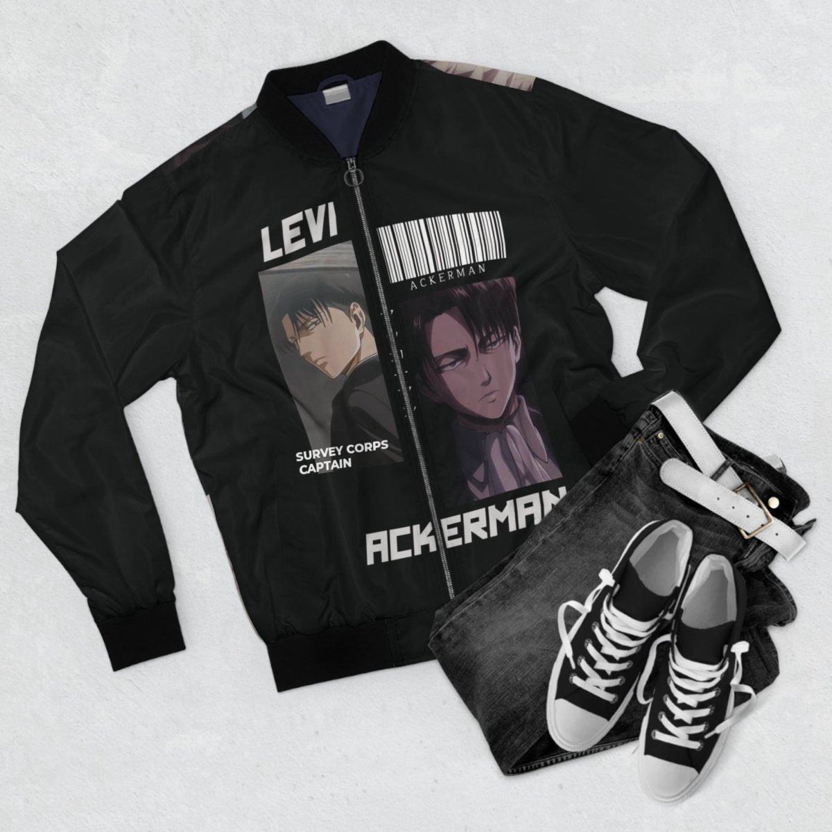 LEVI ARKERMAN CUSTOM ANIME Men's Bomber Jacket All Over PrintAOPAOP Clothing