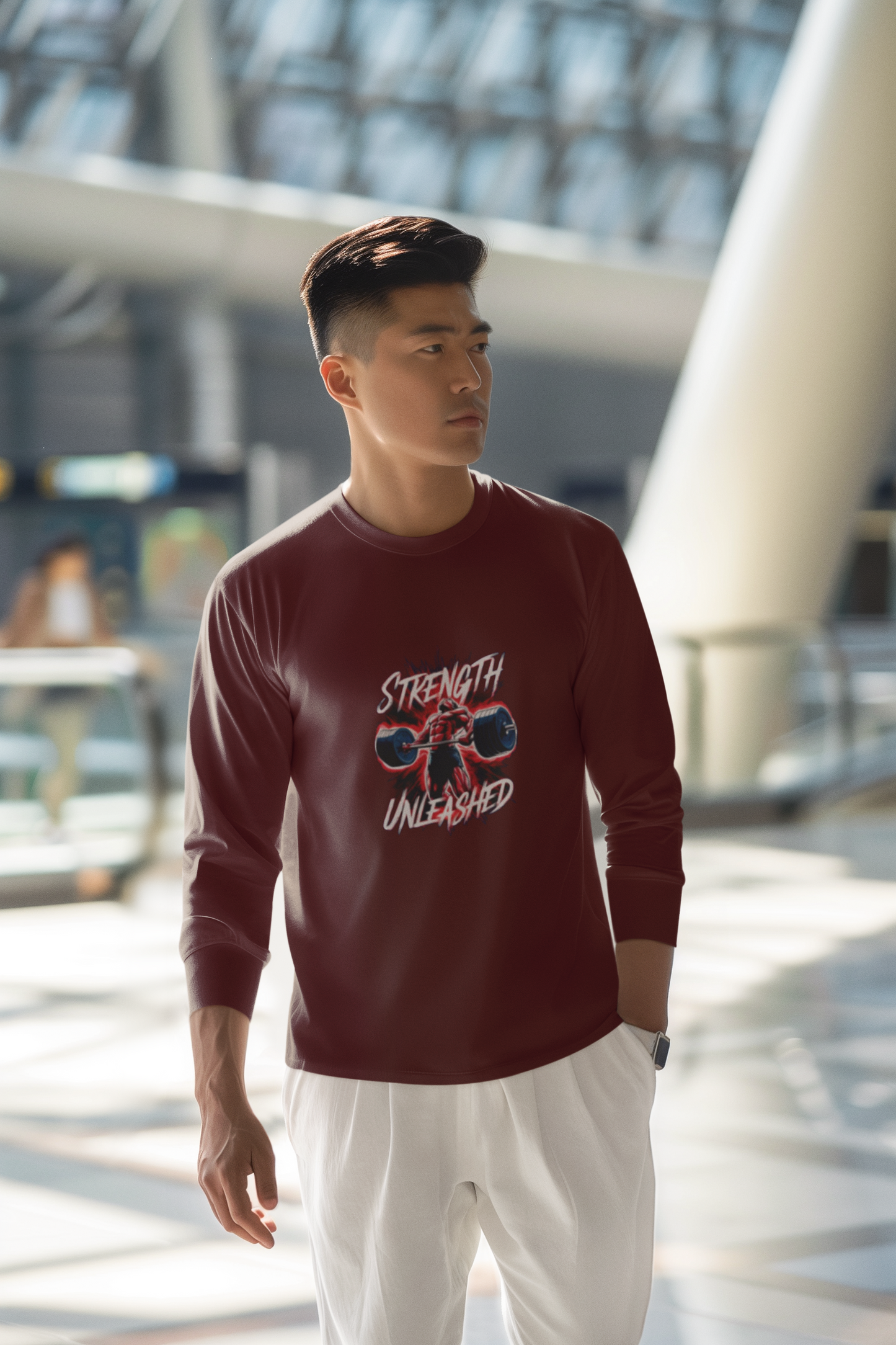 Strength Unleashed Long Sleeve T Shirt S Maroon 