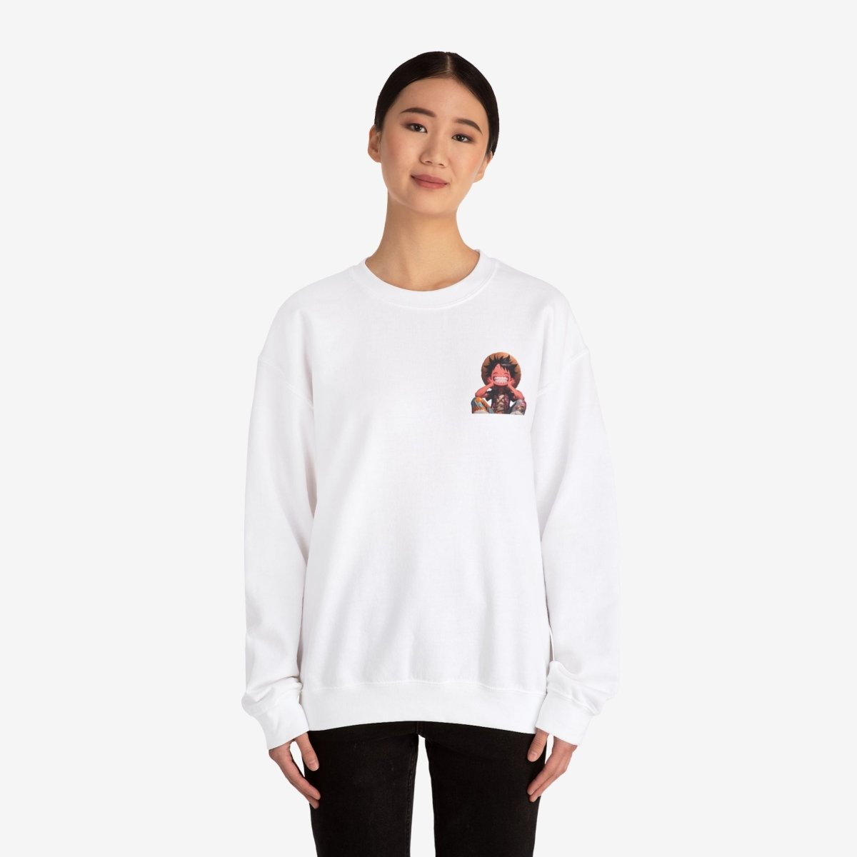 Luffy Both Side Sweatshirt Crew neckDTGEmbroidery