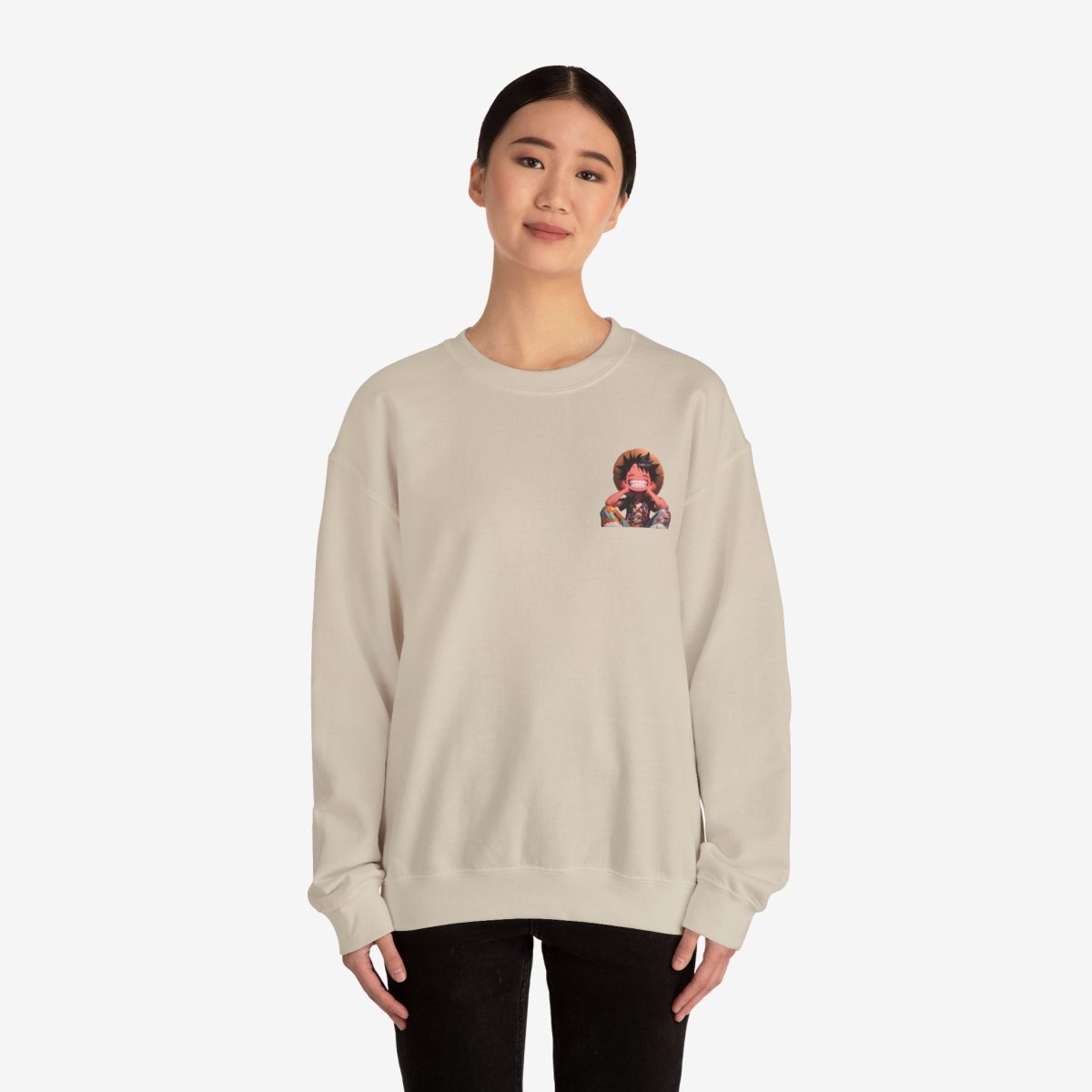 Luffy Both Side Sweatshirt Crew neckDTGEmbroidery