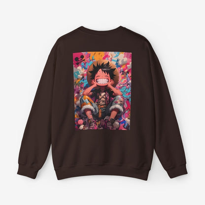 Luffy Both Side Sweatshirt Crew neckDTGEmbroidery