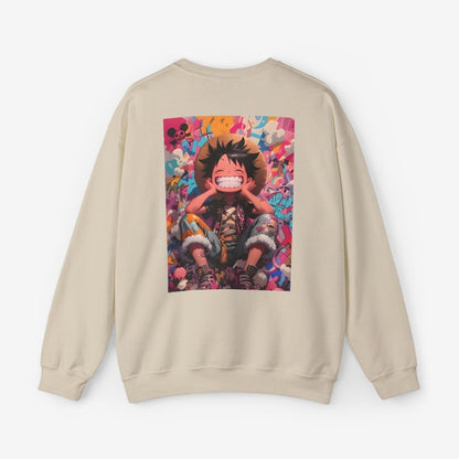 Luffy Both Side Sweatshirt Crew neckDTGEmbroidery