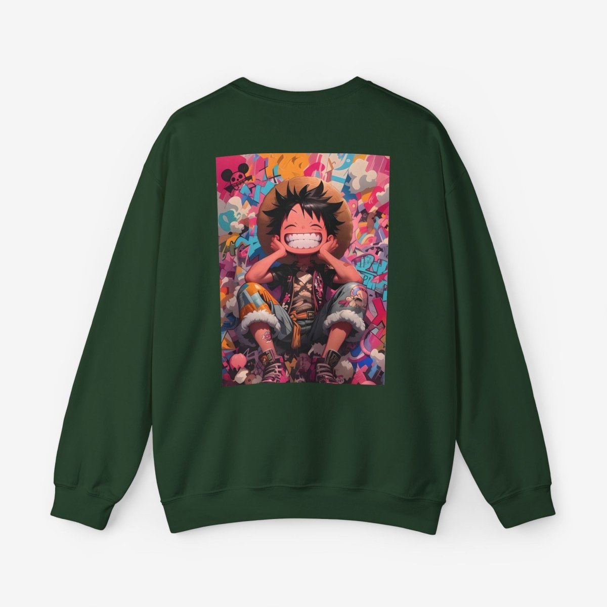 Luffy Both Side Sweatshirt Crew neckDTGEmbroidery