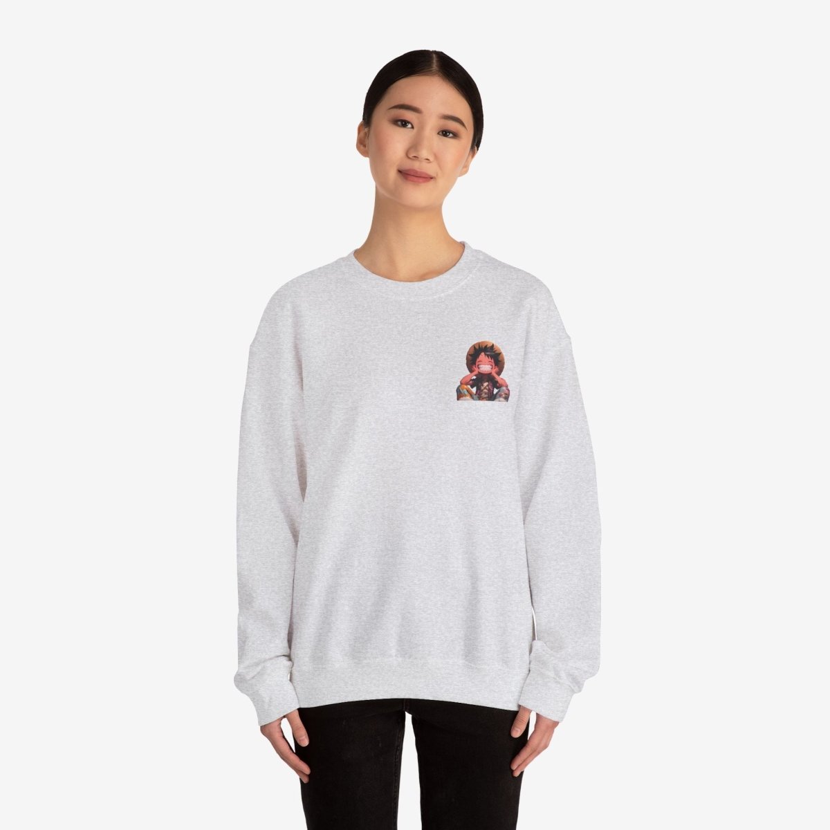 Luffy Both Side Sweatshirt Crew neckDTGEmbroidery