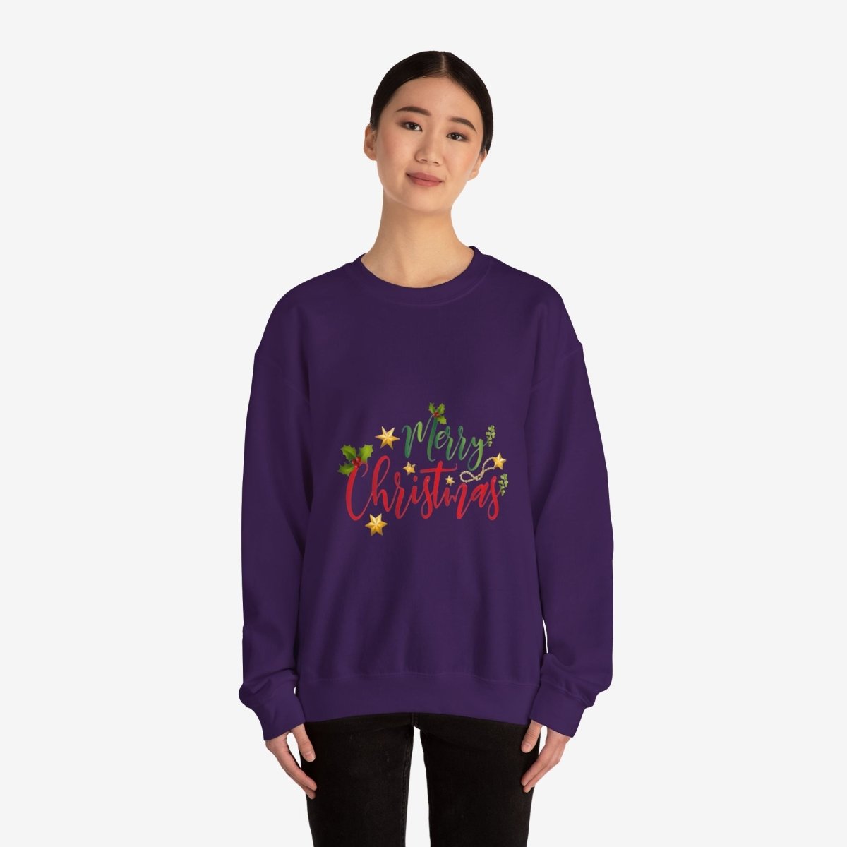 Merry Christmas Crewneck Sweatshirt Crew neckDTGEmbroidery