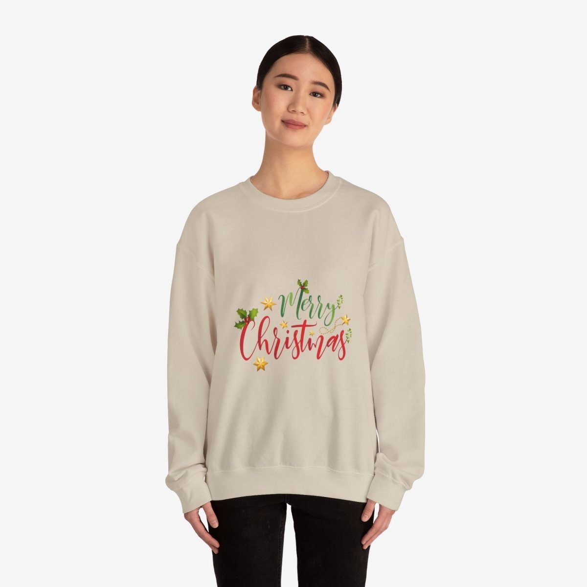 Merry Christmas Crewneck Sweatshirt Crew neckDTGEmbroidery