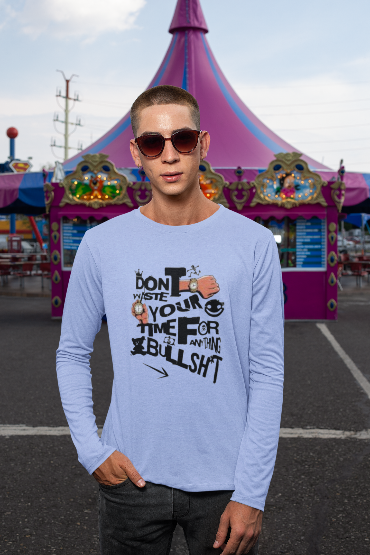 Long Sleeve T Shirt S Light Blue 