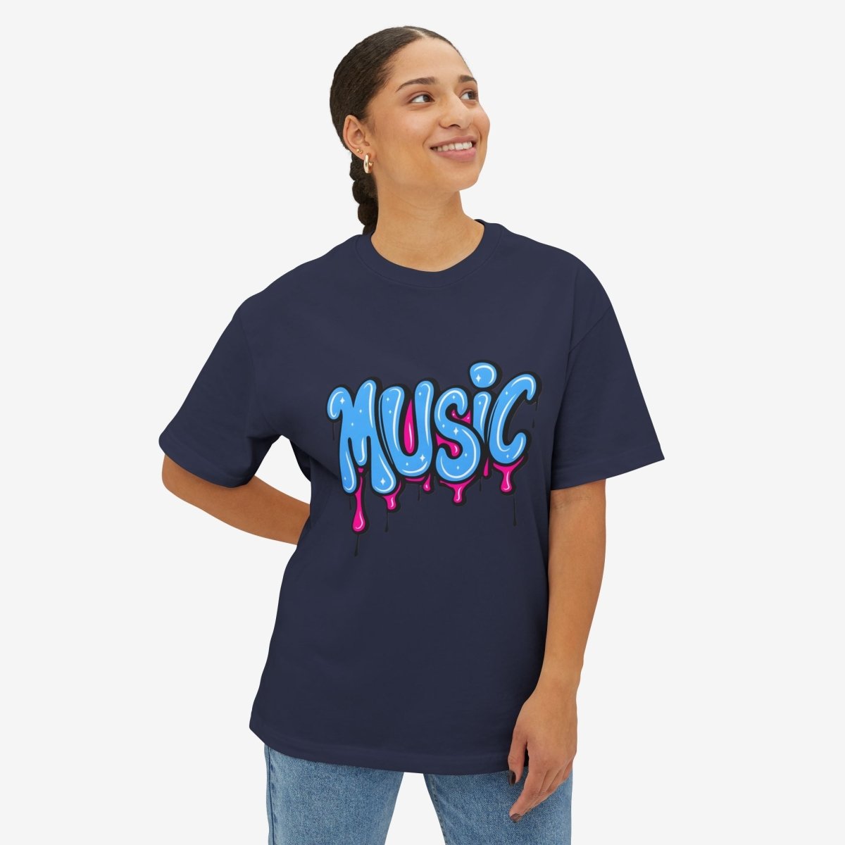 Music Oversized Tshirt CottonCrew neckDTG