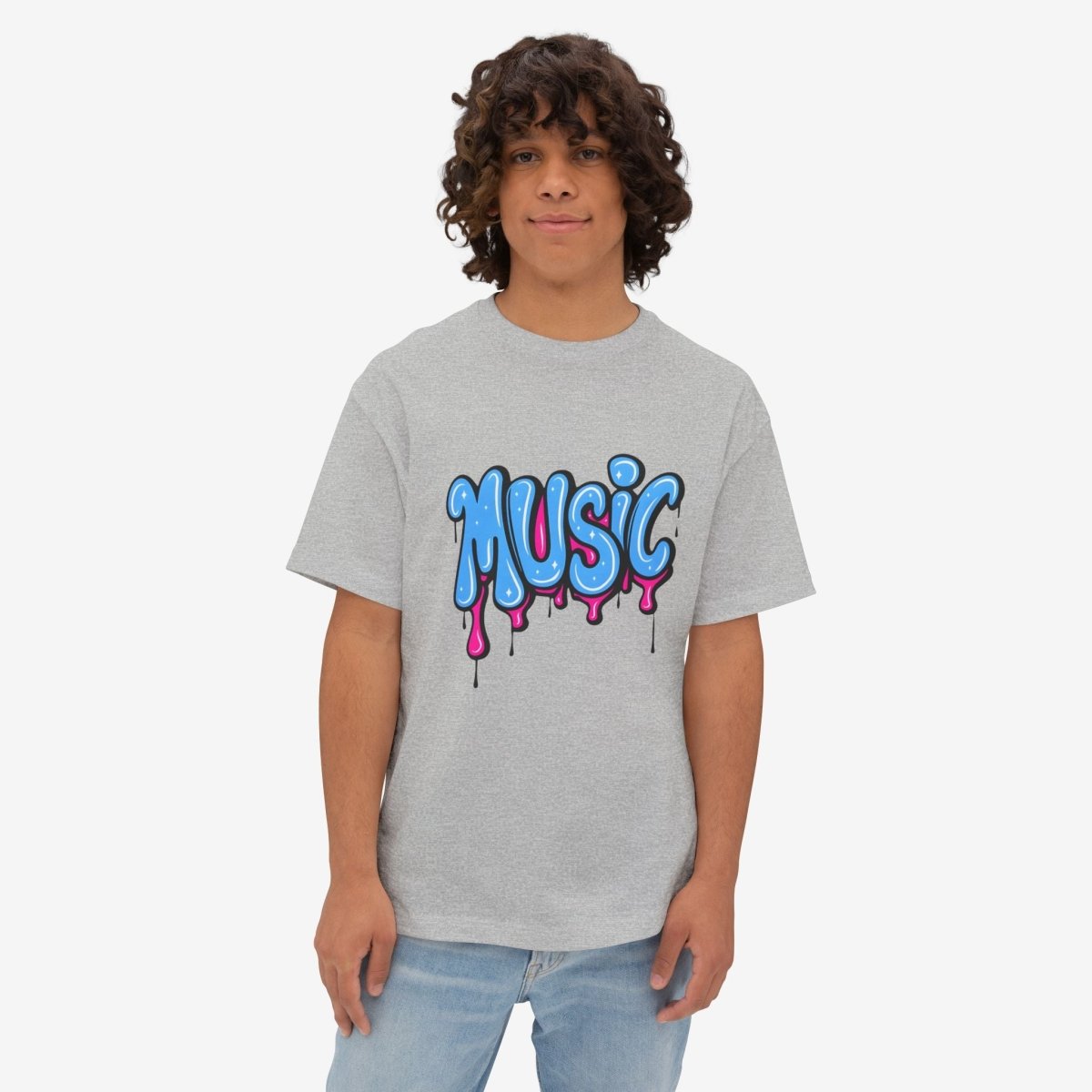 Music Oversized Tshirt CottonCrew neckDTG