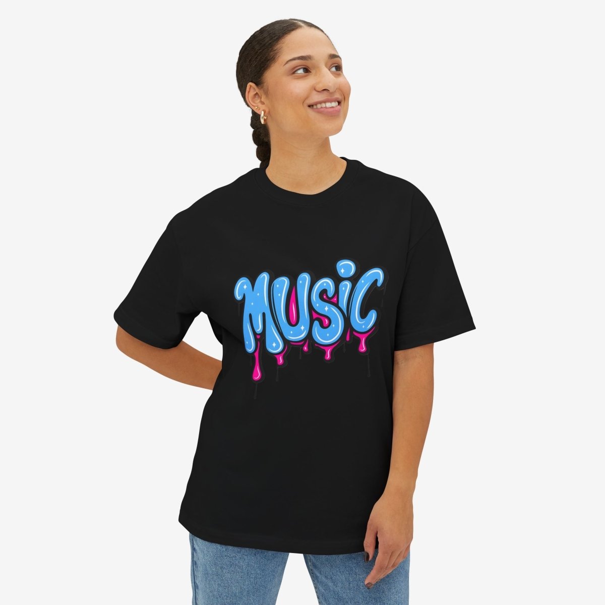 Music Oversized Tshirt CottonCrew neckDTG